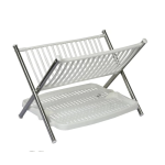 Ashcomonline Two Layer Foldable Kitchen Rack Aluminium Plate Kitchen Rack