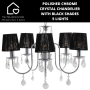 Polished Chrome Crystal Chandelier With Black Shades - 5 Lights