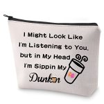 Blupark Donuts Lover Gift Coffee Lover Makeup Bag Sippin My D Coffee Cosmetic Bag Sippin My D