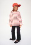 Embroidery-detail Cotton Top - White & Red Striped