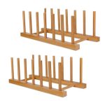 Samebuteco Bamboo Wooden Dish Racks Plate Stand Holder Vertical Drainer Kitchen Cabinet Organizer For Dish Pots Lids Bowls Cups
