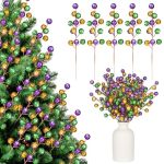 Maysing 24 Pcs Mardi Gras Artificial Berry Stems 8.26" Picks Berry Branches Ornaments Christmas Decoration For Diy Tree Wreath