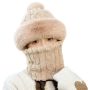 Women Slouchy Fleece Beanie With Scarf Winter Warm Fuzzy Hat