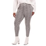 Donnay Plus Size Basic Printed Long Leggings Grid Print - Black & White
