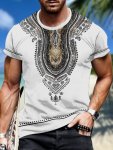 Men's Casual Outdoor T-Shirt With Random Print Polyester Blend Moisture-wicking Quick-drying And Breathable