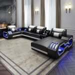 Contemporary Style High Class Leatherette Sofa