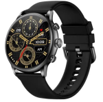 Toxiya - Bluetooth Smart Watch Amoled 1.43" Touch Scree - Interchangeable Strap Leather iron - Black