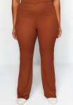 Plus Knitted Pants - Brown