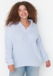 Plus Shirt Collar Sweater - Lilac