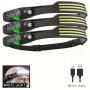 Rechargeable Cob LED Headlamp 1-5 Pack Multi-purpose Ultra-bright Headlight With 3 Light Strips Battery Powered With Lithium Battery Includes USB Cable - Non-waterproof