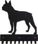 Boston Terrier Key Rack & Dog Leash Hanger 9 Hooks Black