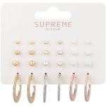 Supreme Accessori 12PK Three-tone Stud And Hoop