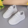 Kids' Fashionable Solid Color Sneakers - Casual Low-top Shoes For Boys & Girls Hook-and-loop Fastener Closure Rubber Sole