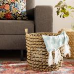 Round Water Hyacinth Basket Twisted Weave Black - Large 39X 38CM