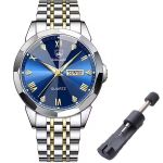 Stylish Watch For Man - Stainless Steel Date Display Free Strap Adjuster