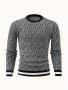 Men's Stylish Geometric Pattern Knitted Pullover Casual Breathable Long Sleeve Crew Neck Top For City Walk Street Hanging Outdoor Activities