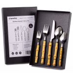 304 Stainless Steel Cutlery Set With Natural Bamboo Handles -5 Pcs