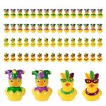 60PCS Mardi Gras Duckies Resin MINI Small Little Tiny Miniature Duck Bulk Funny Cruise Ship Ornaments Toys Mardi Gras Birthday S