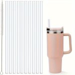 10PCS Replacement Straws Compatible Stanley 40OZ Tumbler Plastic Clear Reusable Straw For Stanley Adventure Quencher Travel Tumb