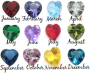 Bch - Heart Birthstones For Floating Locket 5MM Geniune Cubic Zirconia - Please Select A Birthstone From Below