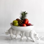 Two Rhino Fruit Bowl - Gloss White