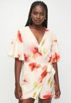 Wrap Bodice With Skort Playsuit - Peach Fuzz Floral
