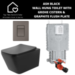 Ash Black Wall Hung Toilet With Grohe Cistern & Graphite Flush Plate