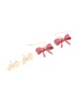 Goldair Gold Textured & Red Bow 2-PACK Earrings