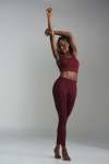 Mesh Inset Leggings - XL Burgundy