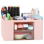 Desk Organizer With 2 Drawer Plastic Desktop Pen Pencil Card Holder Storage Box For Desk Office Supplies Vanity Table Office Sch