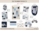 Cot Duvet Bedding Blue Patchwork Dirtbike Set