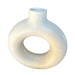 Hollow Doughnut Shape Ceramic Vase White Medium Large - Large