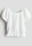 Puff-sleeved Top - White