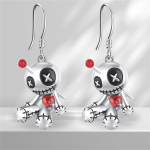 1 Pair Creative Funny Voodoo Doll Red Heart Pendant Earrings Punk Cartoon Holiday Decoration Accessories Halloween Gift