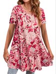 Plus Size Floral Print T-Shirt Casual Crew Neck Short Sleeve T-Shirt Women's Plus Sizeclothing