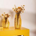 Glass Vase Carambola Shaped Golden Amber - 12X12X29CM