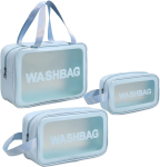 3 Pieces Transparent Wash Bag Travel Set