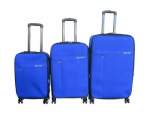 Smte Blue Star 3-PIECE Bright Blue Spinner Luggage Set With Telescopic Handles With Keychain