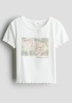 Ribbed T-Shirt - White Roses
