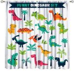 Dinosaur Kids Curtains Cartoon Dino Wildlife Safari Animal Curtain With Rod Pocket For Boys Girls Children Nursery Living Room B