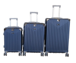 Smte Navy 3-PIECE Abs Luggage Set With Spinner Wheels Telescoping Handle & Lock With Keychain