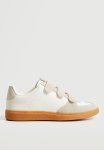 Cactus Leather Mix Velcro Fastening Sneaker - Light Beige