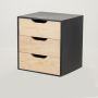 Mont Blanc Black Floating Side Table Three Drawer - Cut Out Handles