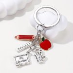 Teacher Appreciation Keychain Classic Style With Red Pencil Palette Ruler And Pen Holder Charms Fashionable Thank You Accessory