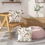 2PCS Velvet Throw Pillow Covers Country Rustic Floral Butterfly White Decorative Pillow Covers 45.72CM 45.72CM For Living Room B