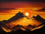 Canvas Wall Art - Golden Sunset Over Mountains - B1393 - 120 X 80 Cm