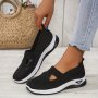 Women's Solid Color Knitted Flats Slip On Lightweight Soft Sole Walking Shoes Breathable Daily Footwear