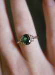 Oval Green Tourmaline And Half-moon Moissanites Ring - XL UK Ring Size R+ To Z White Gold 18K Gold