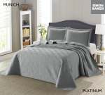 Simon Baker Munich Bedspread Platinum Various Sizes - Super King - 320CM X 270CM + 2 Pillowcases 50CM X 70CM + 5CM Platinum