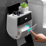 1PC Toilet Roll Paper Holder Double Layer Large Capacity Tissue Storage Box Wall Mounted Bathroom Tissue Dispenser Waterproof Ti